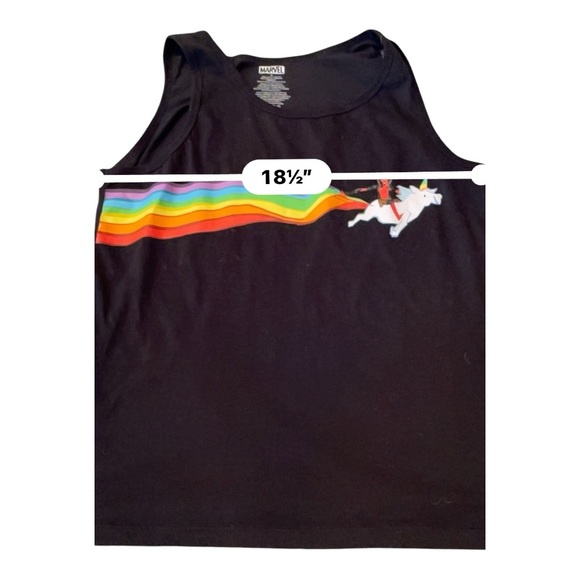 ✌🏽Host Pick ✌🏽Marvel DeadPool Black Tank Top with Rainbow Design - Picture 9 of 10